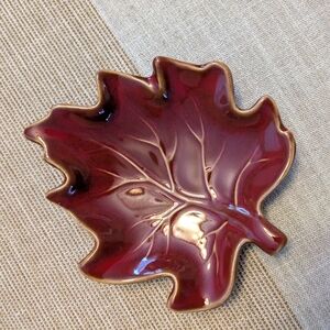 NEW! Burgundy Leaf-Shaped Ceramic Dish